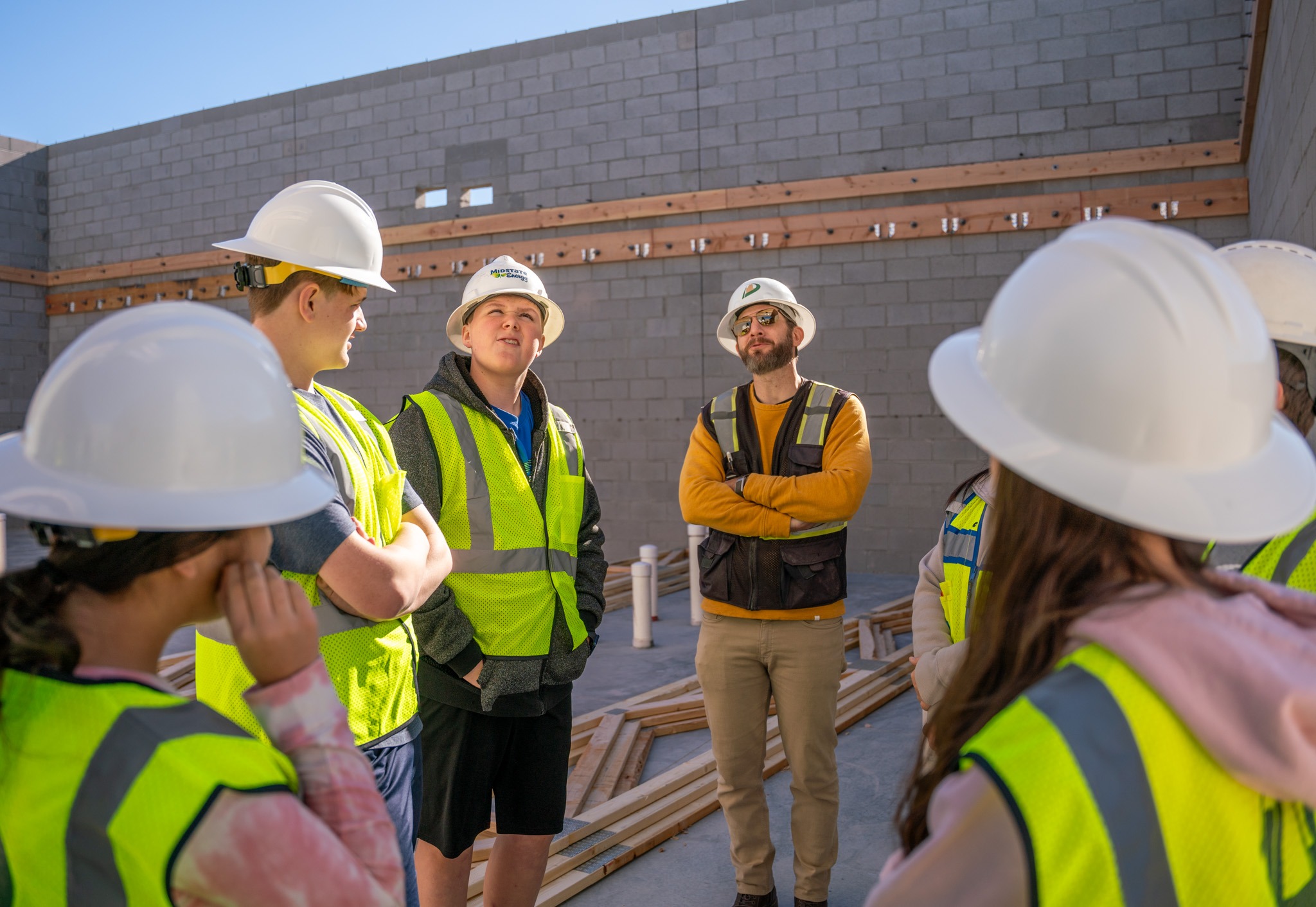 Students on construction site