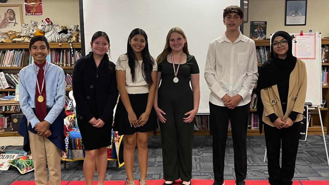 Students with award medals
