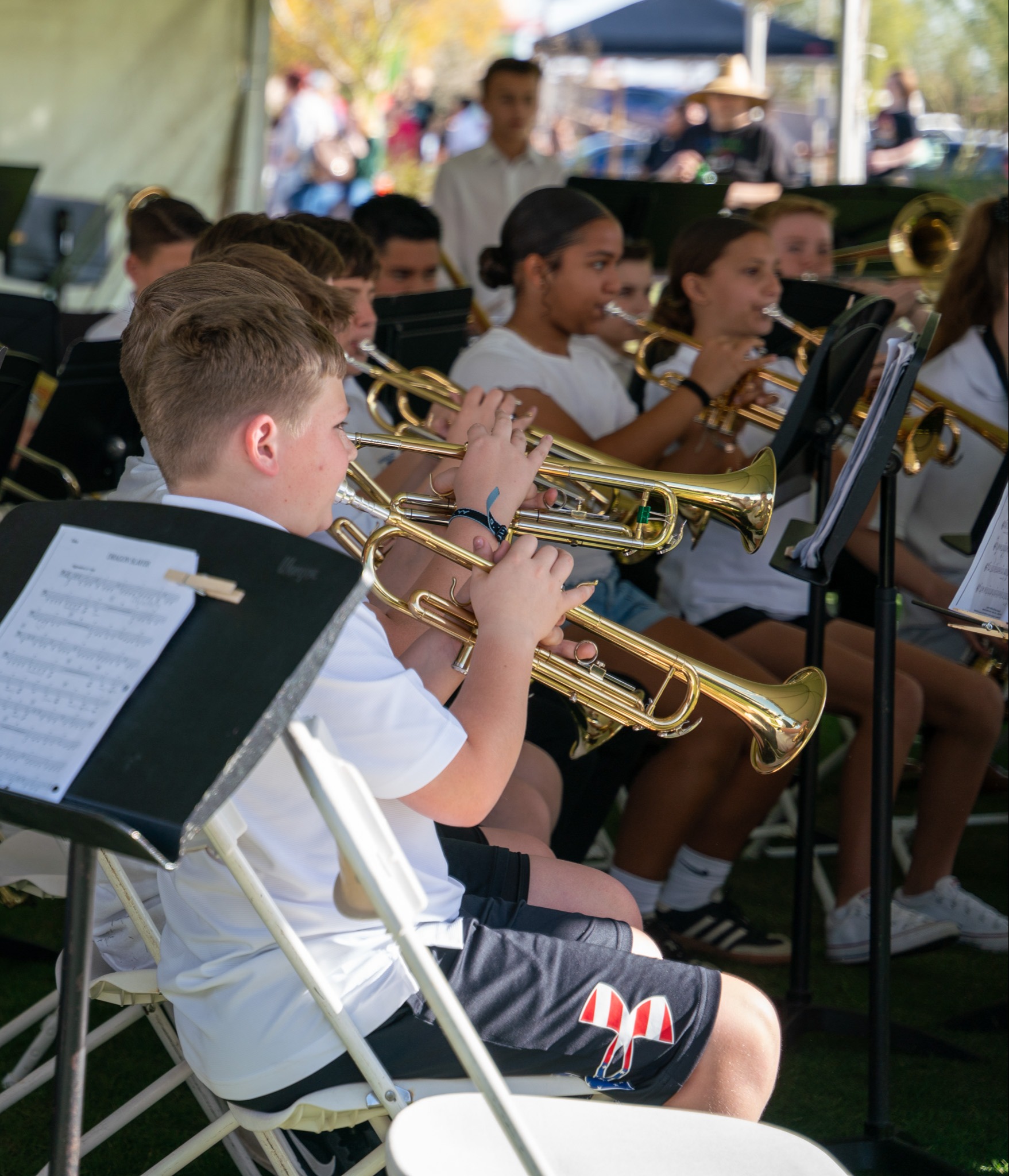 students playing trumpet