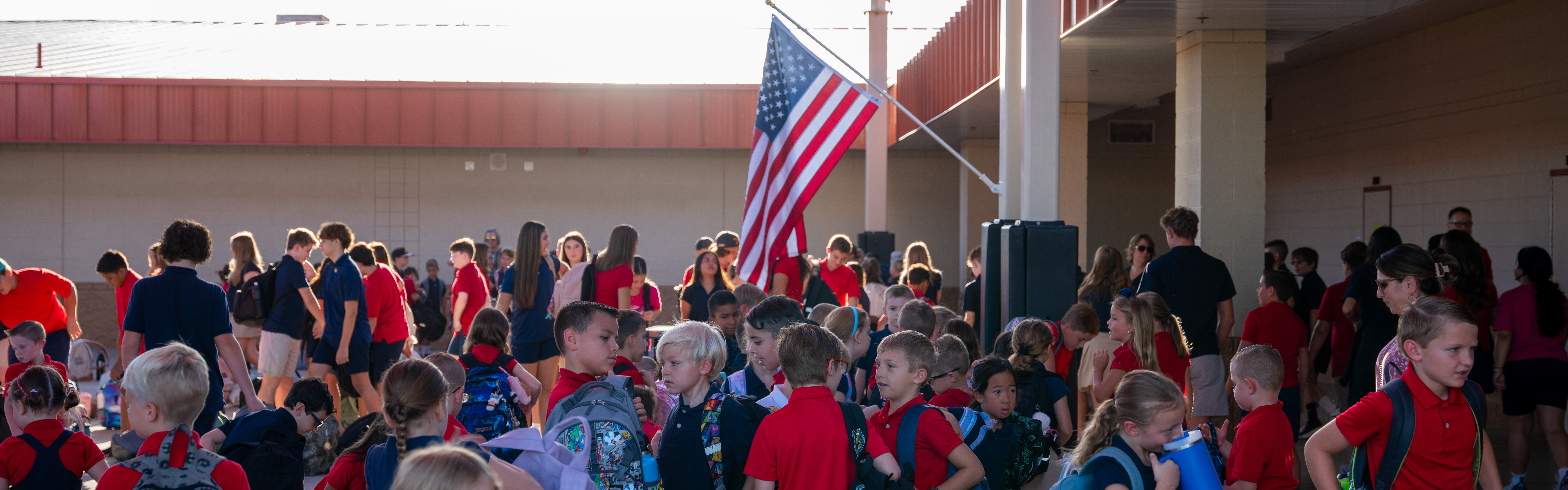 Students outside in courtyard