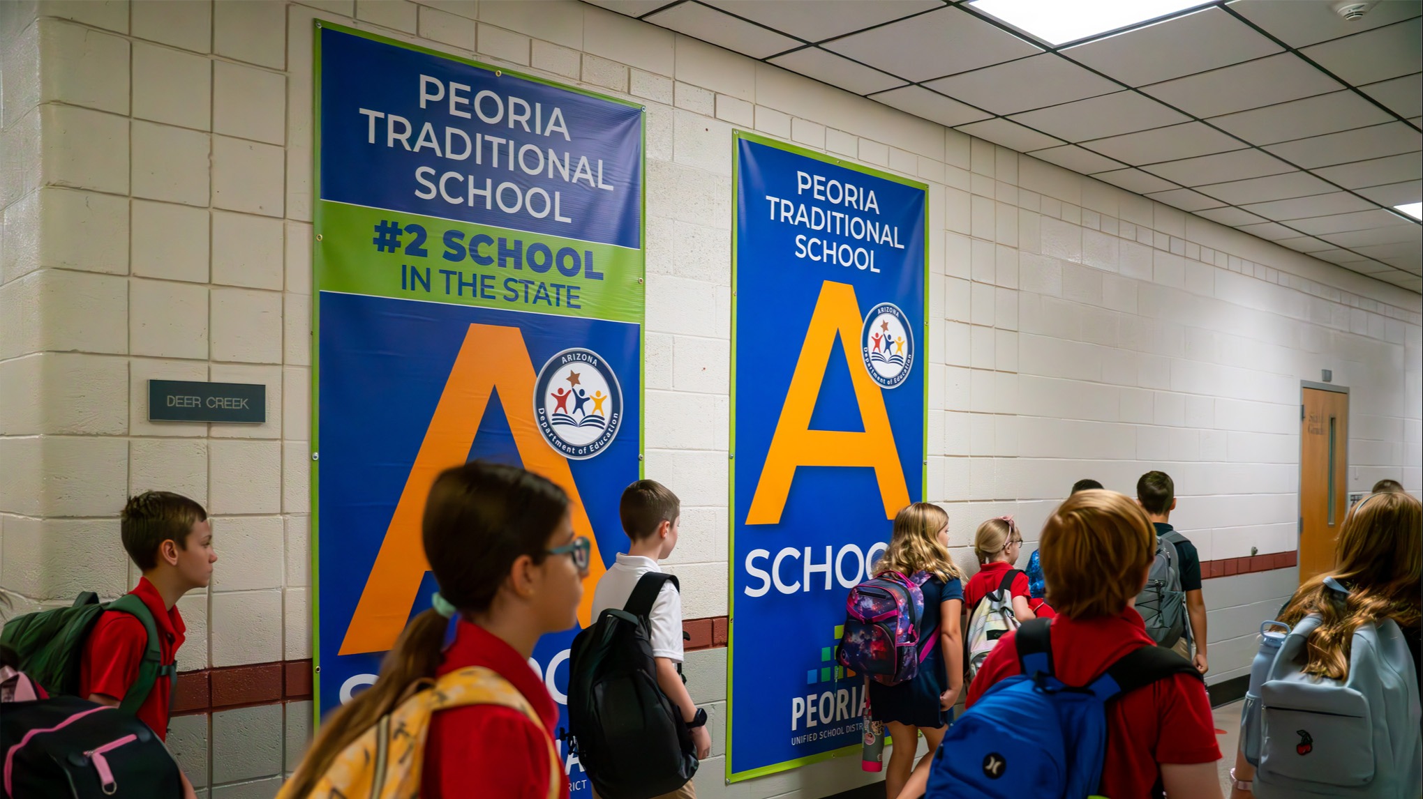 Students walking in the hall
