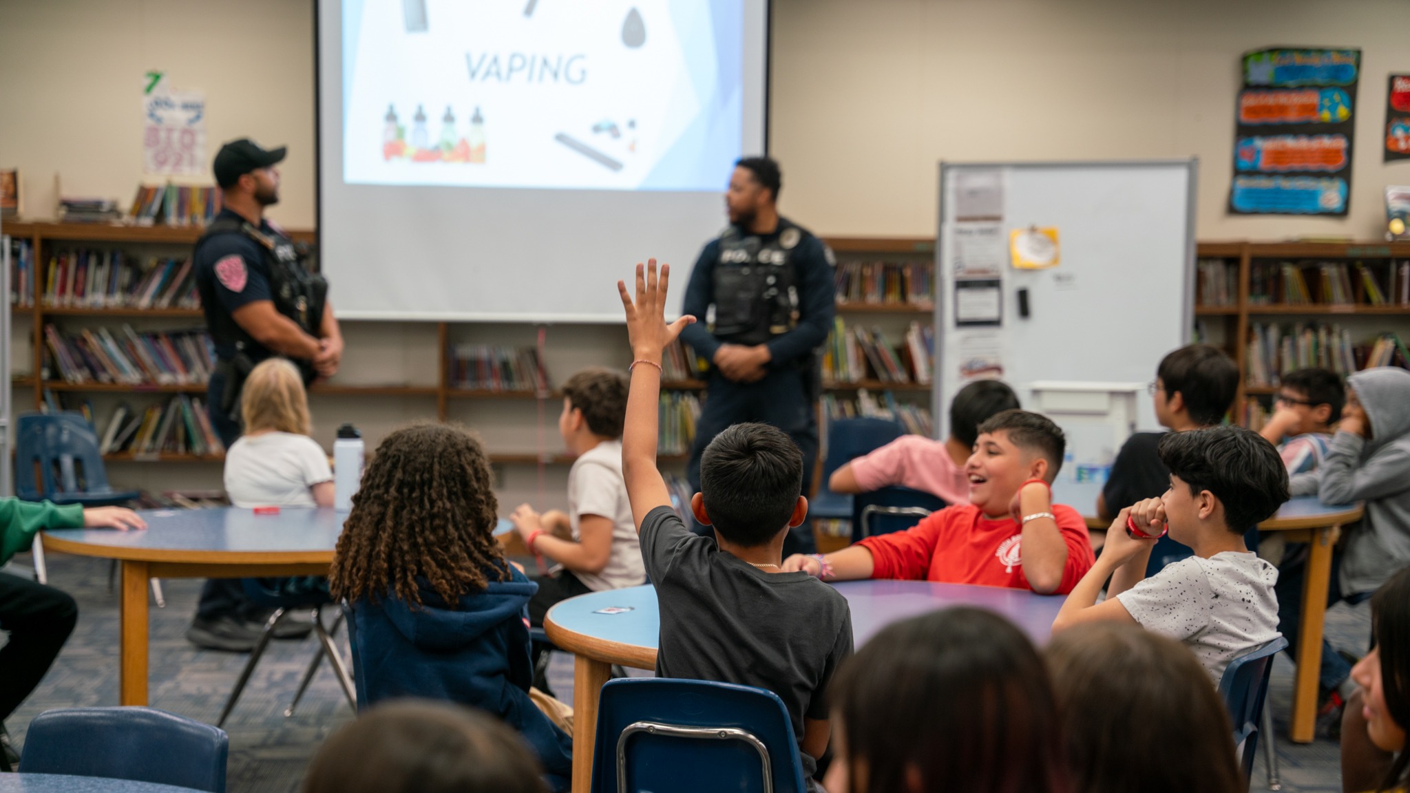 Offficers presenting to kids on safety
