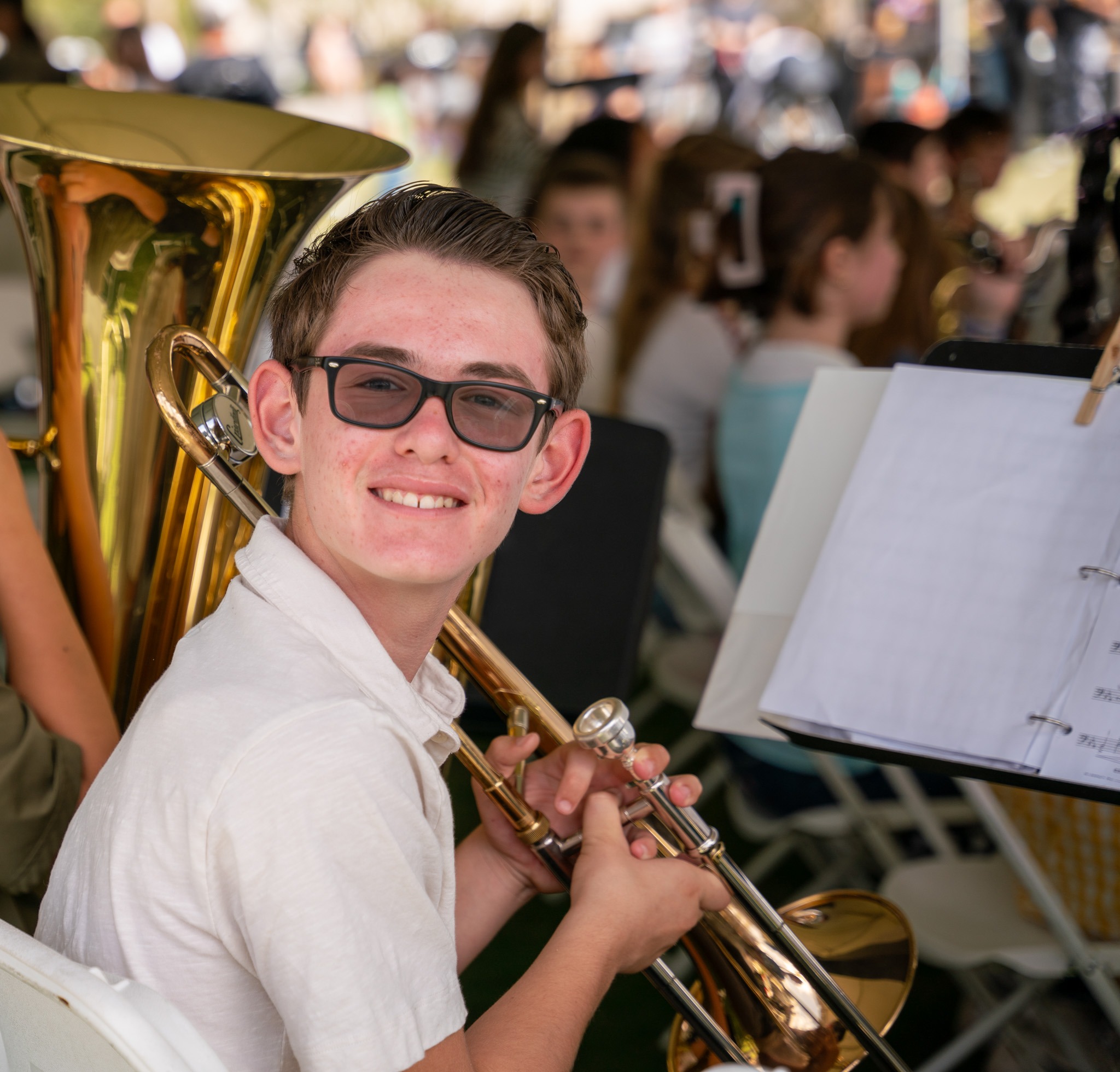 Student with trombone