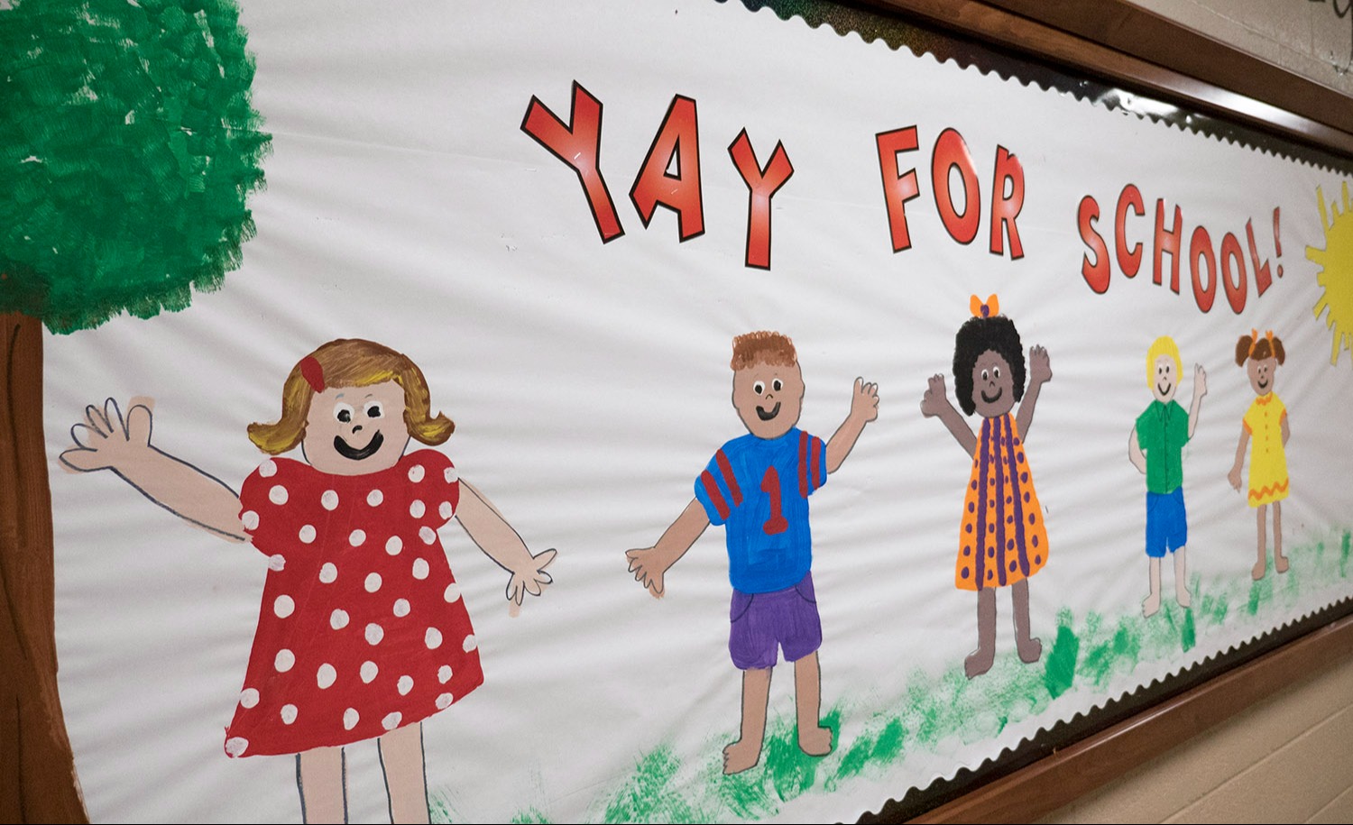 Bulletin board, "Yay for School!"
