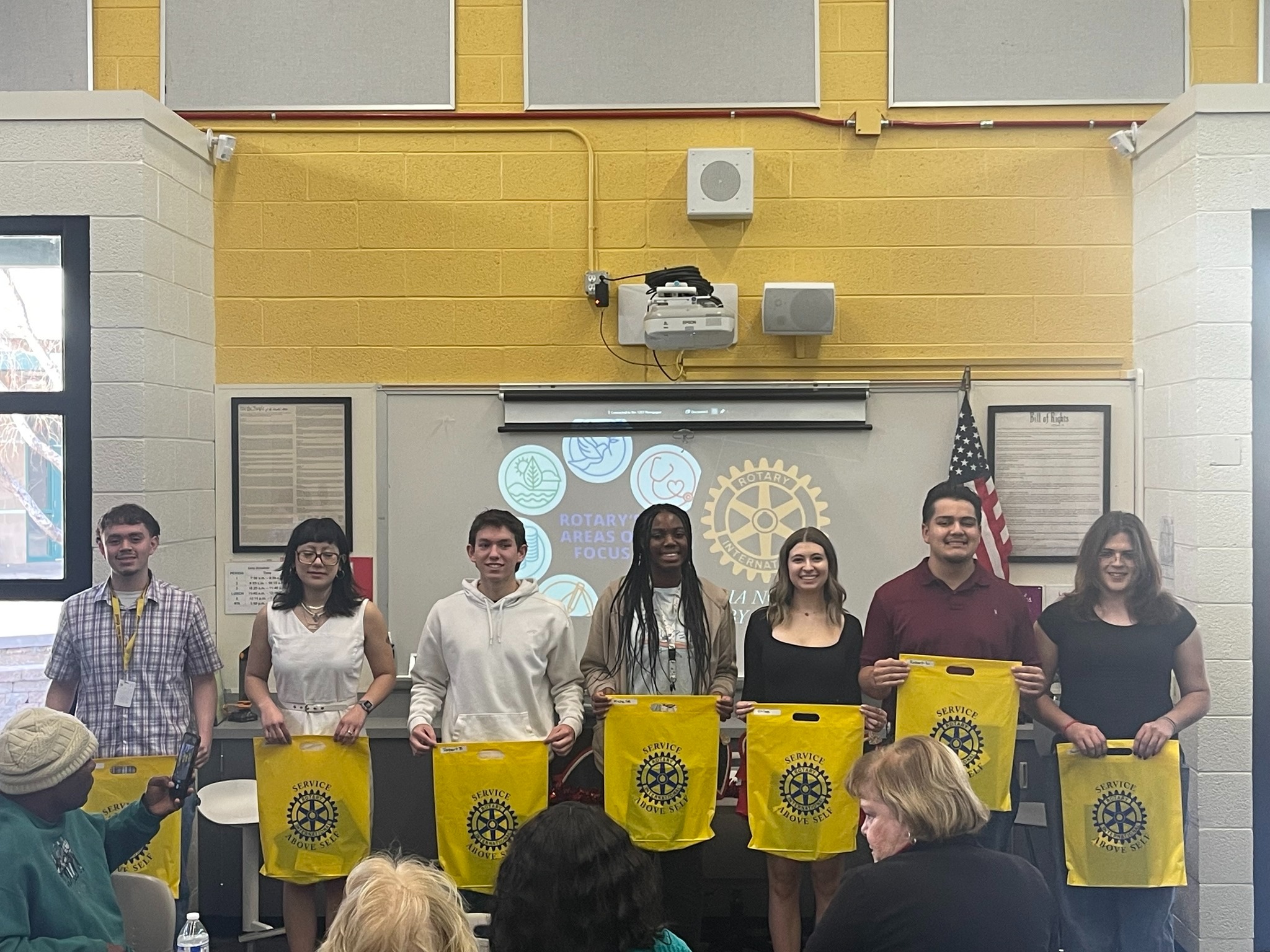 Students participating in Rotary project