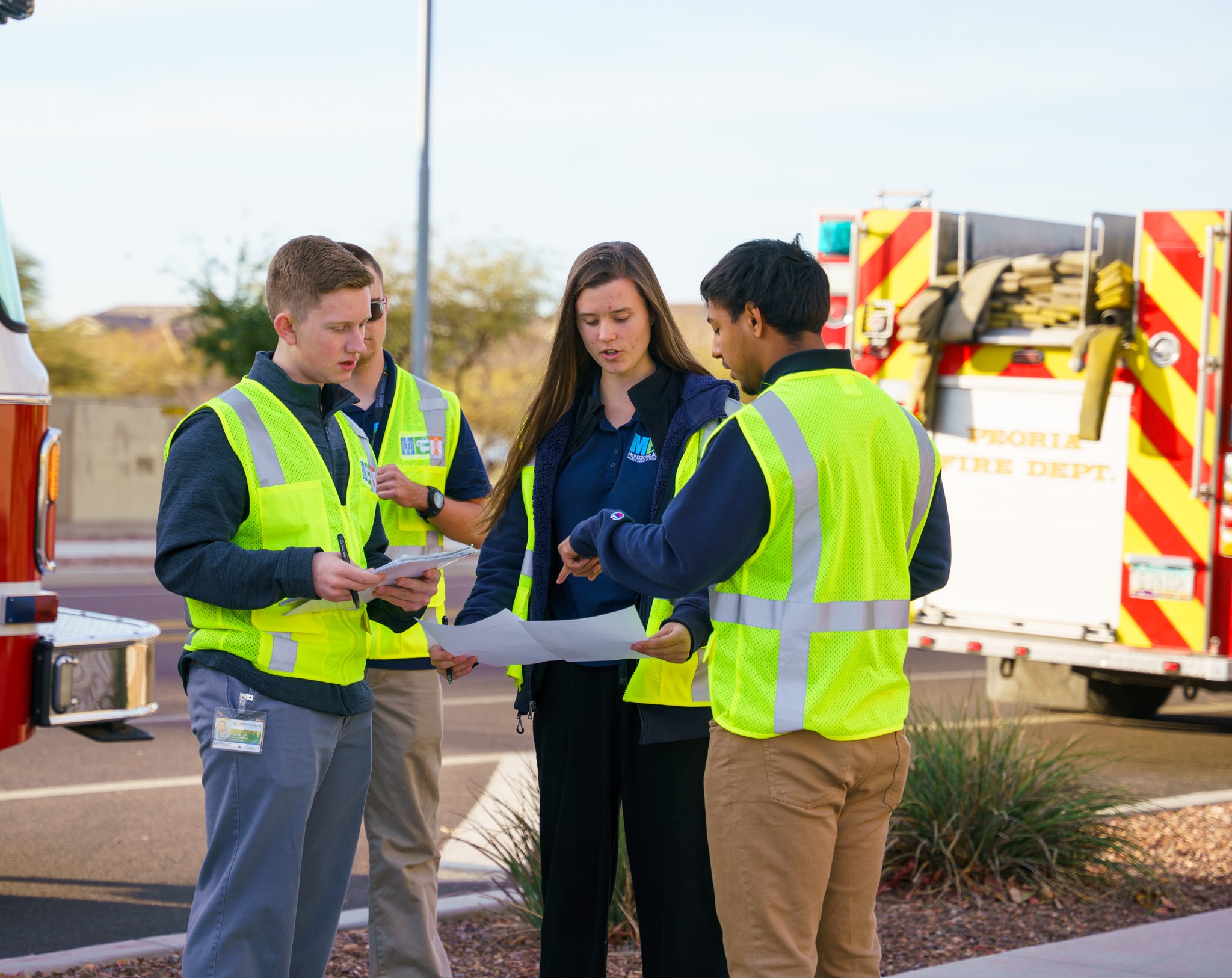 Students surveying a traffic flow