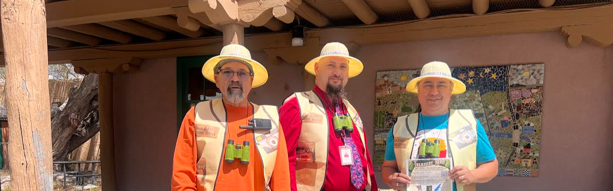 SJES custodians and principal dressed as explorers for the Books Are Fun  Book Blast launch. 