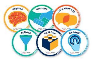 A collection of six colorful stickers featuring various unique icons, showcasing diverse designs and themes.