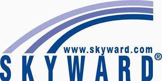Skyward Com logo featuring a vibrant rainbow against a blue and white background, symbolizing innovation and diversity.