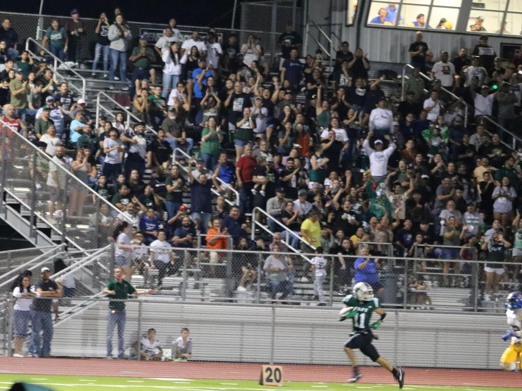 A diverse crowd of spectators intently watching a football game, showcasing excitement and engagement in the event.