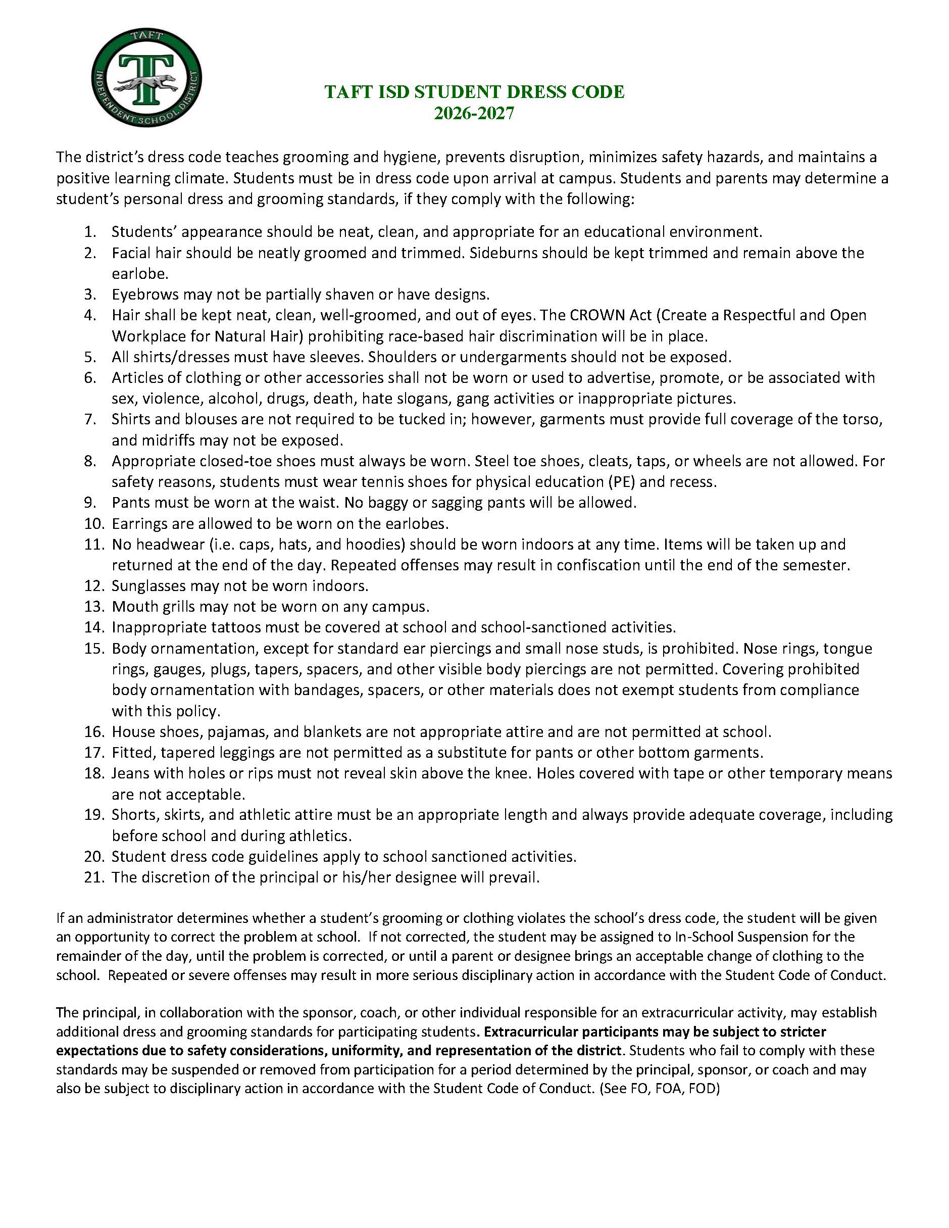26-27 Student Dress Code
