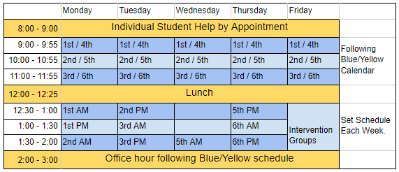 English student help schedule