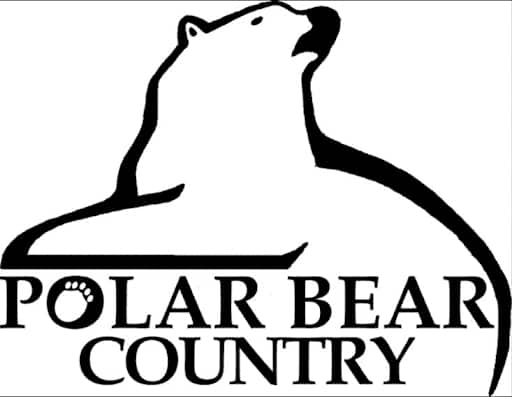 A stylized silhouette of a polar bear with the text 'POLAR BEAR COUNTRY' beneath it, featuring a paw print in the letter 'O'.