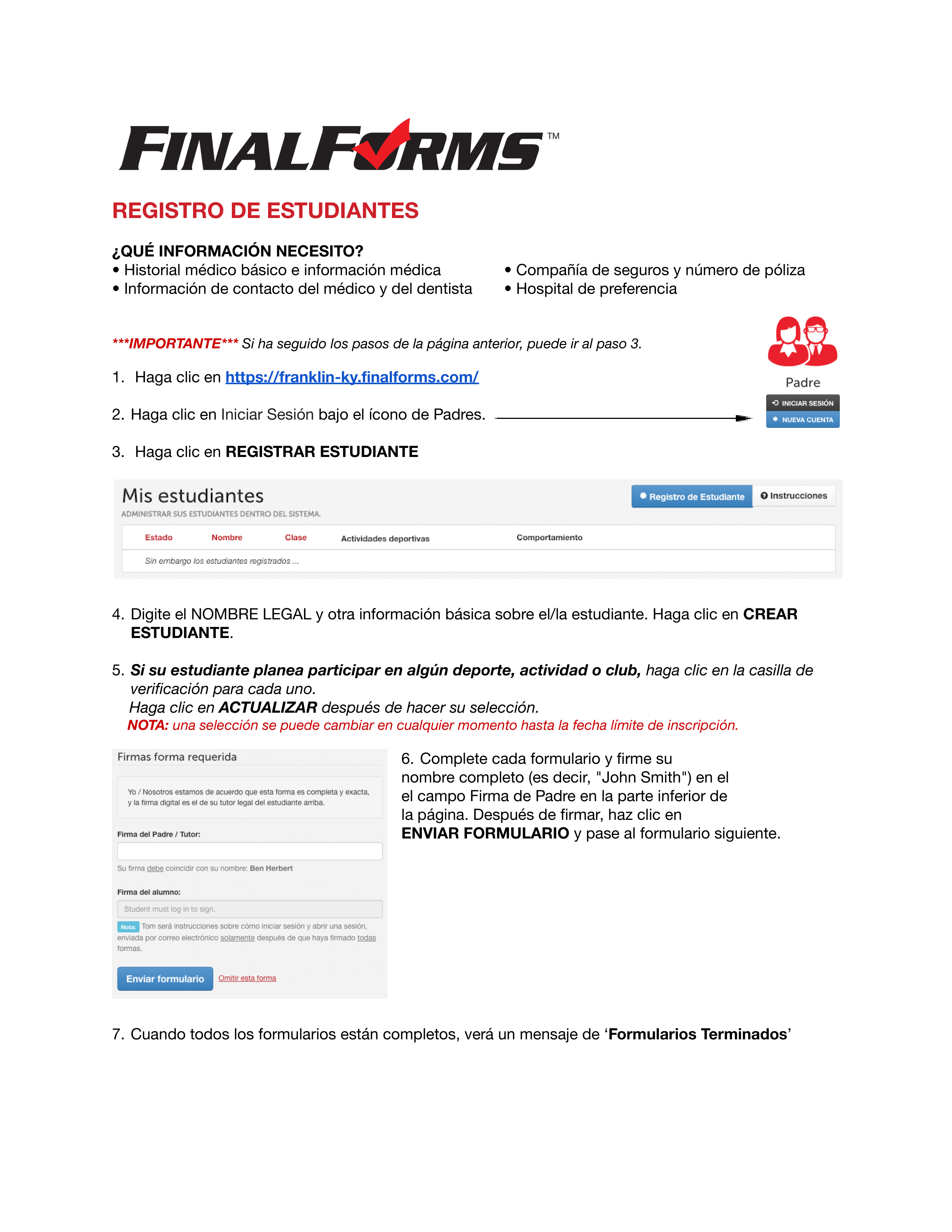 Instructions for uploading final forms in spanish