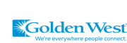 Golden West Bank logo featuring a stylized design with gold and blue colors, symbolizing trust and financial services.