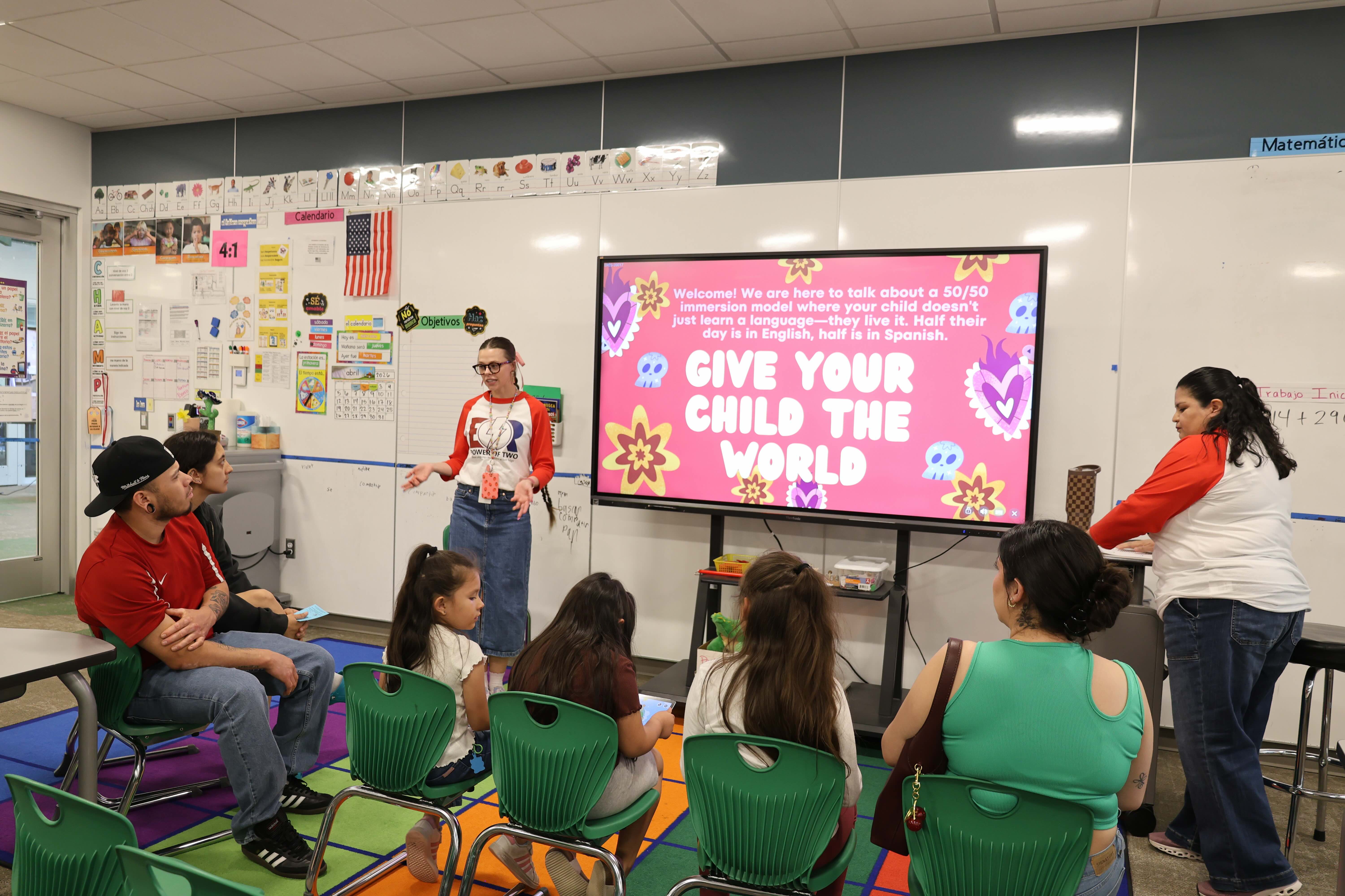 Families and students learn about the DLI program at East Ridge Elementary