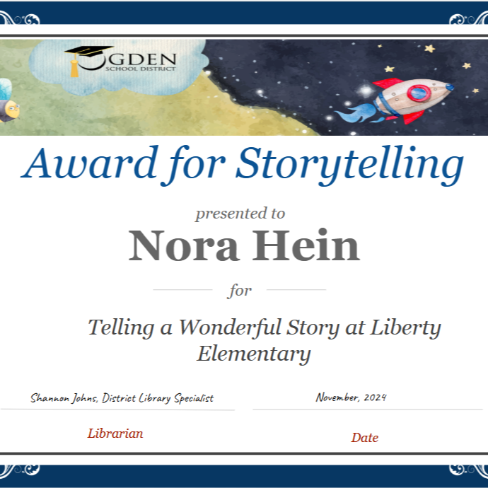 Stroytelling certificate for Nora Hein