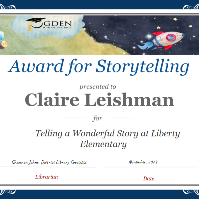 Storytellign Certifiate for Claire Leishman 