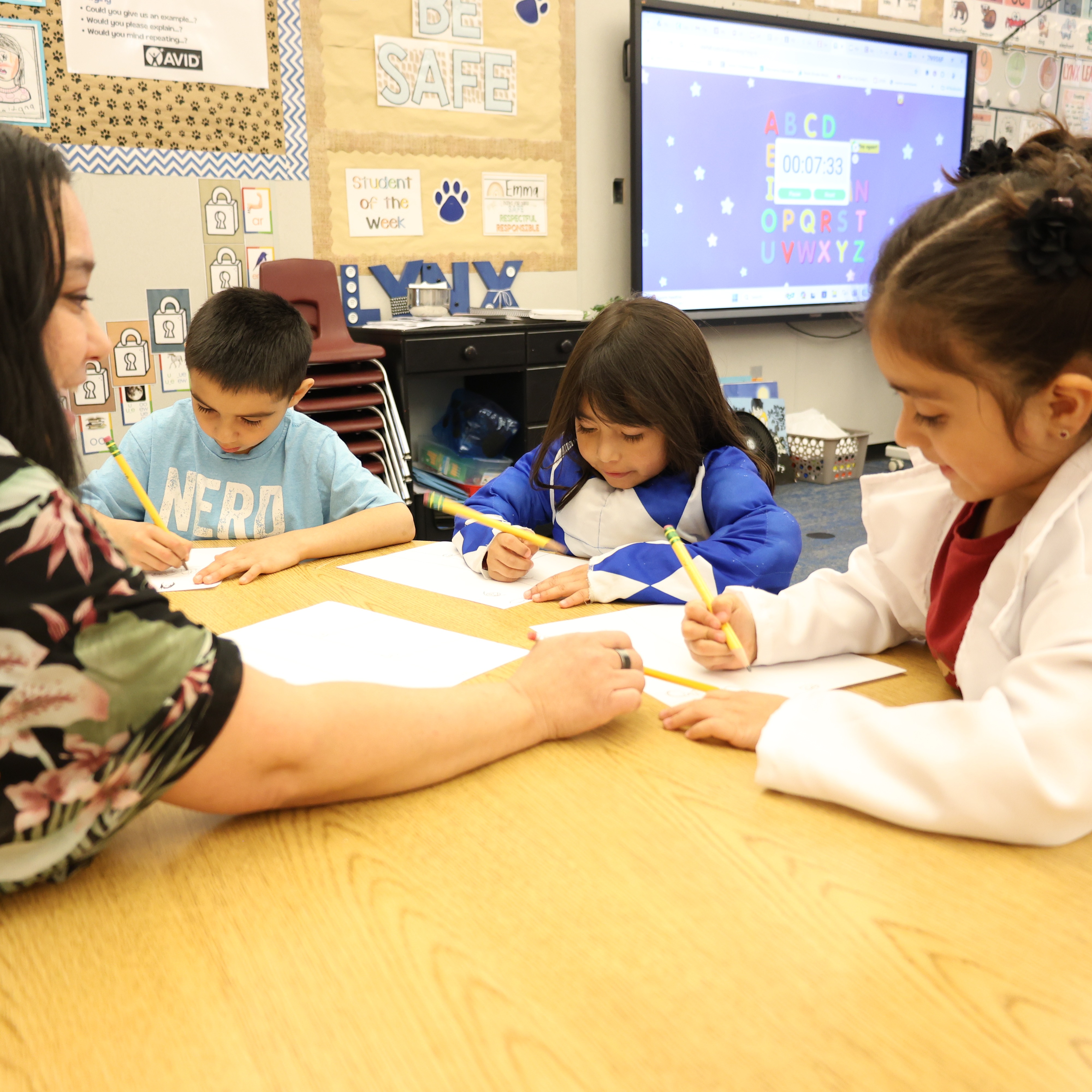 Teacher reading to student 