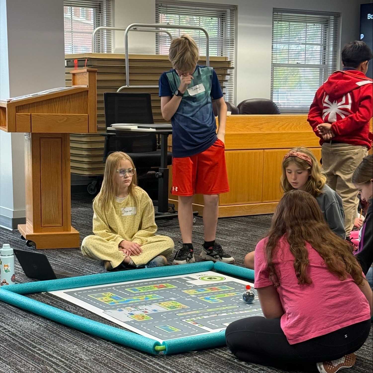 Students working on a robotics challenge