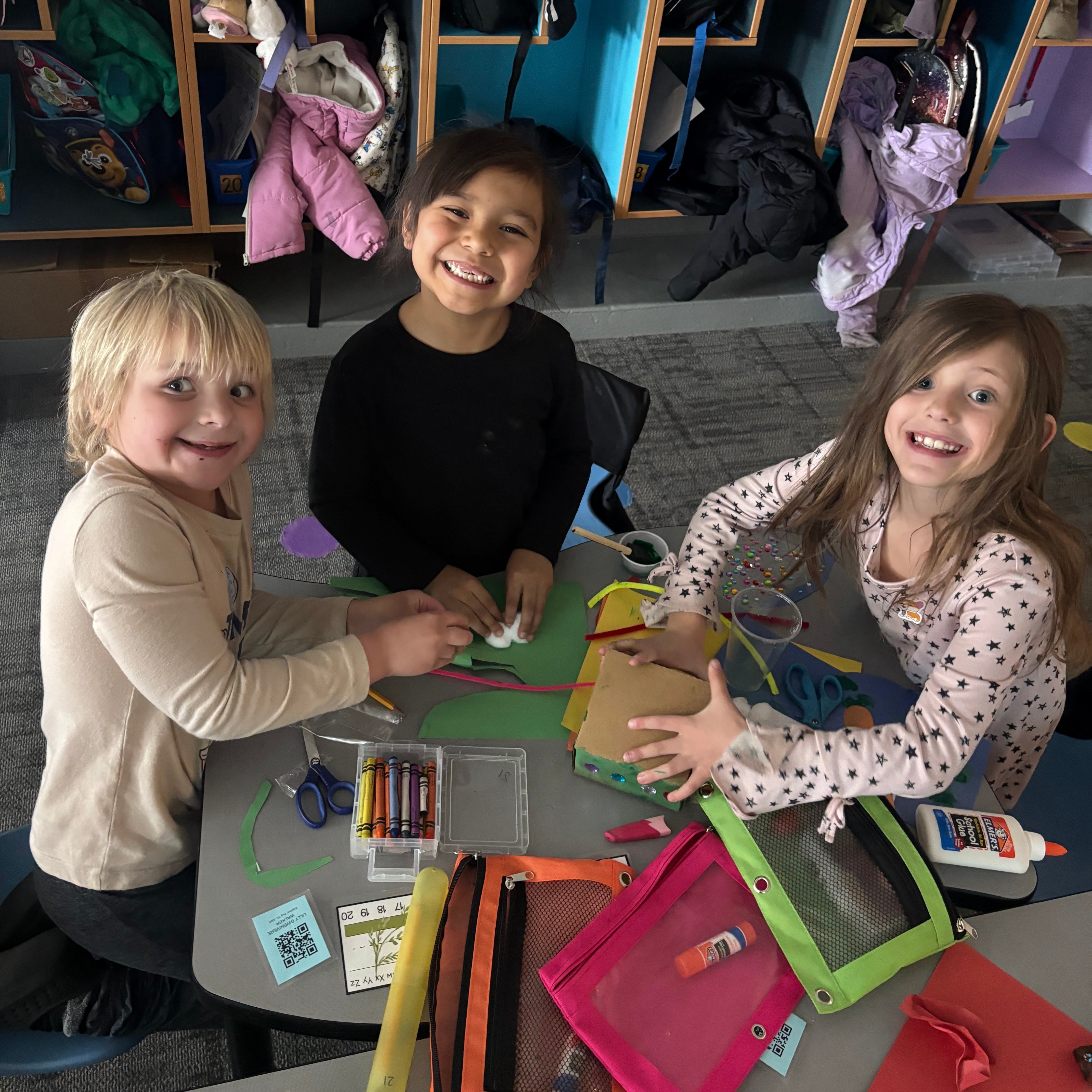Students working on an art project