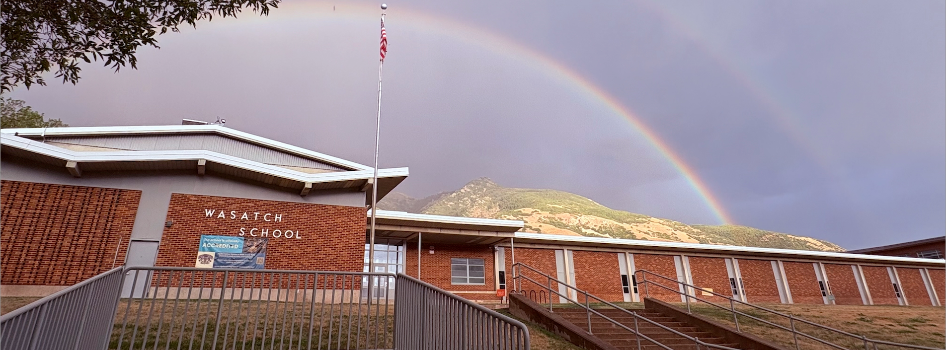 Wasatch Elementary School exterior after a rain storm