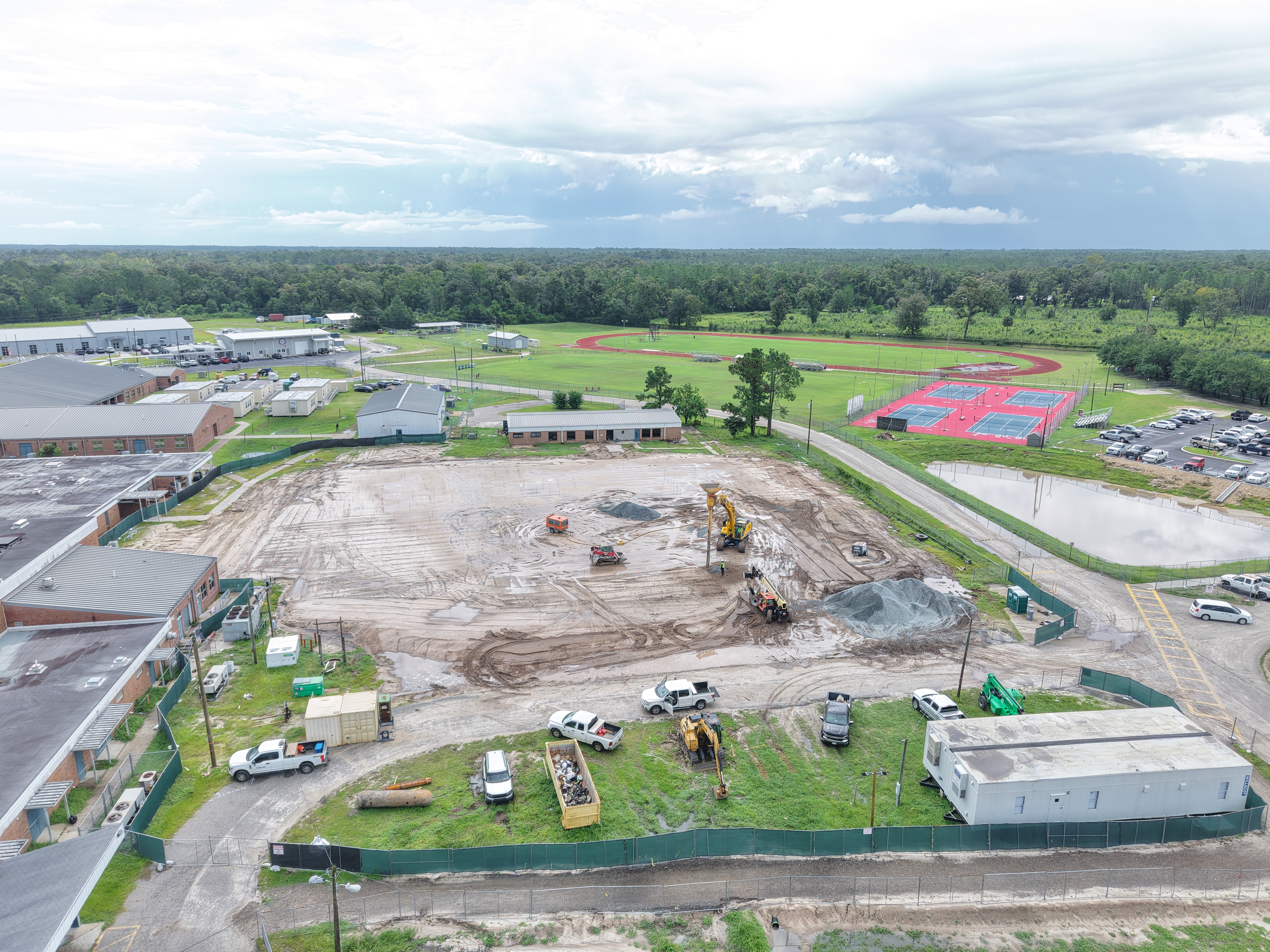 drone image of construction site