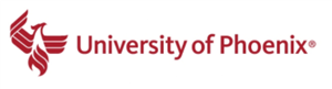 The logo of the University of Phoenix featuring a stylized phoenix bird in red alongside the text 'University of Phoenix.'