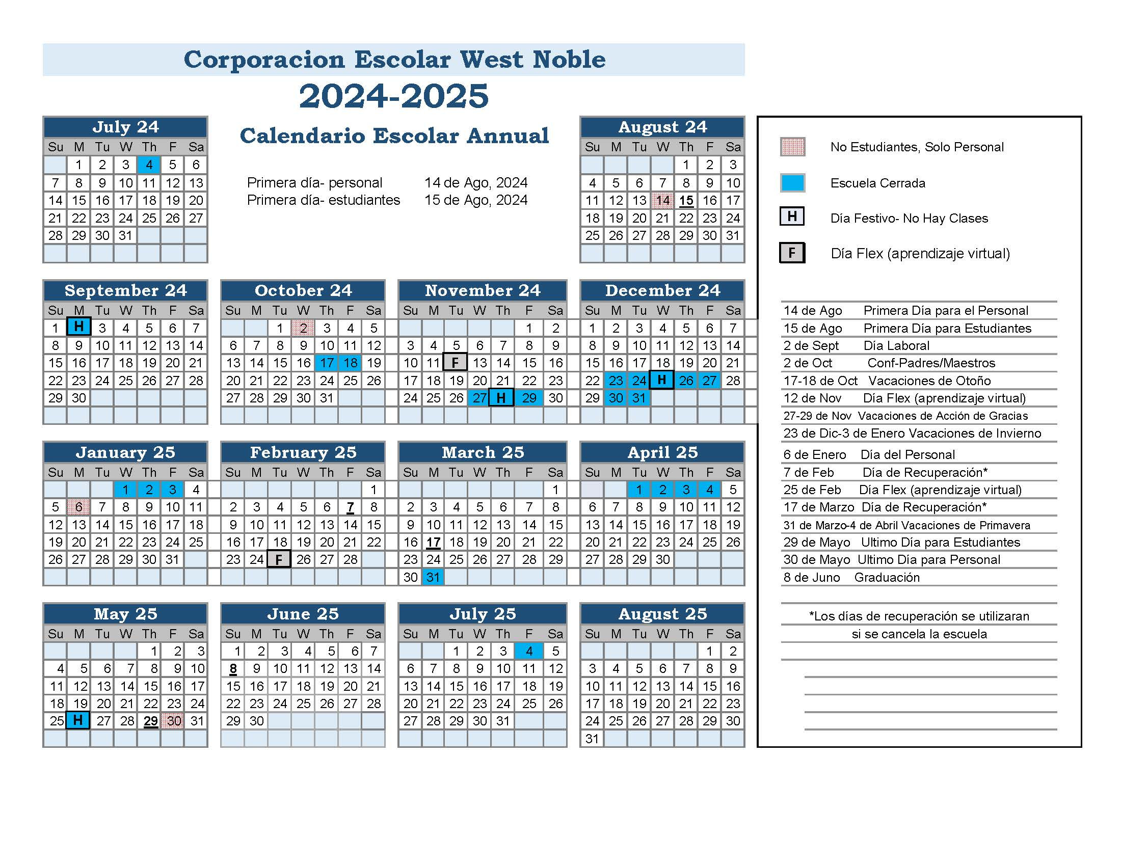 2024-25 Spanish Calendar