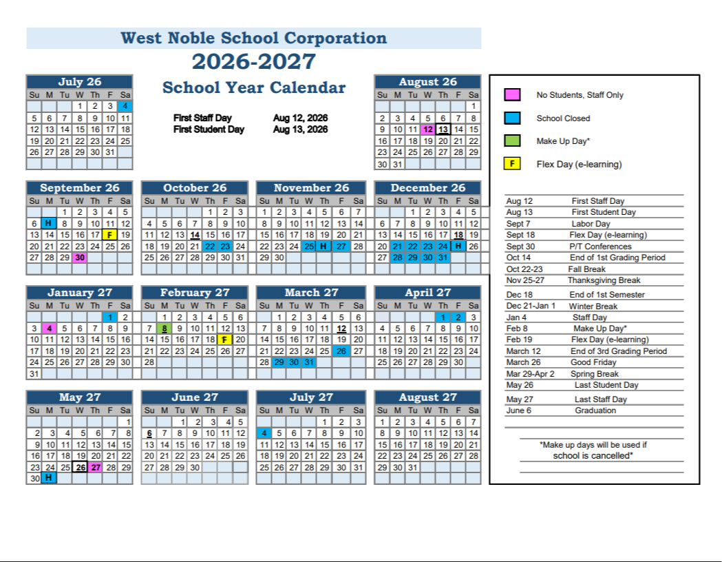 2026-27 School Year Calendar
