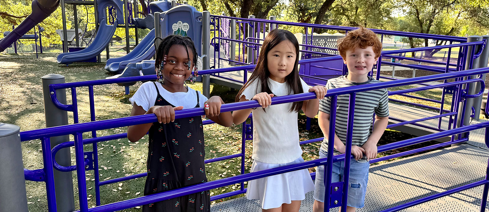 Students on Purple Sage playground
