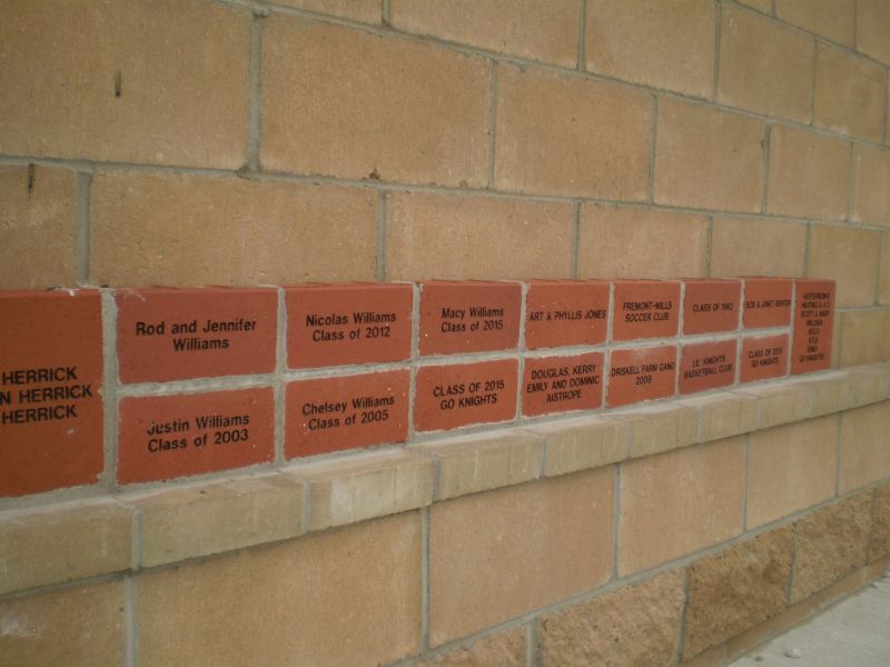 Bricks with words on it placed within a wall