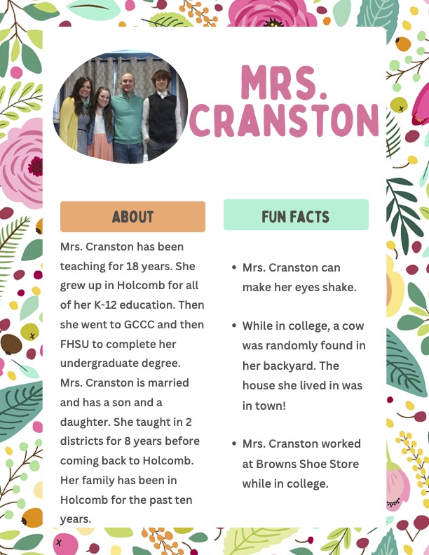 Mrs. Cranston Spotlight Please click image for screen reader friendly version
