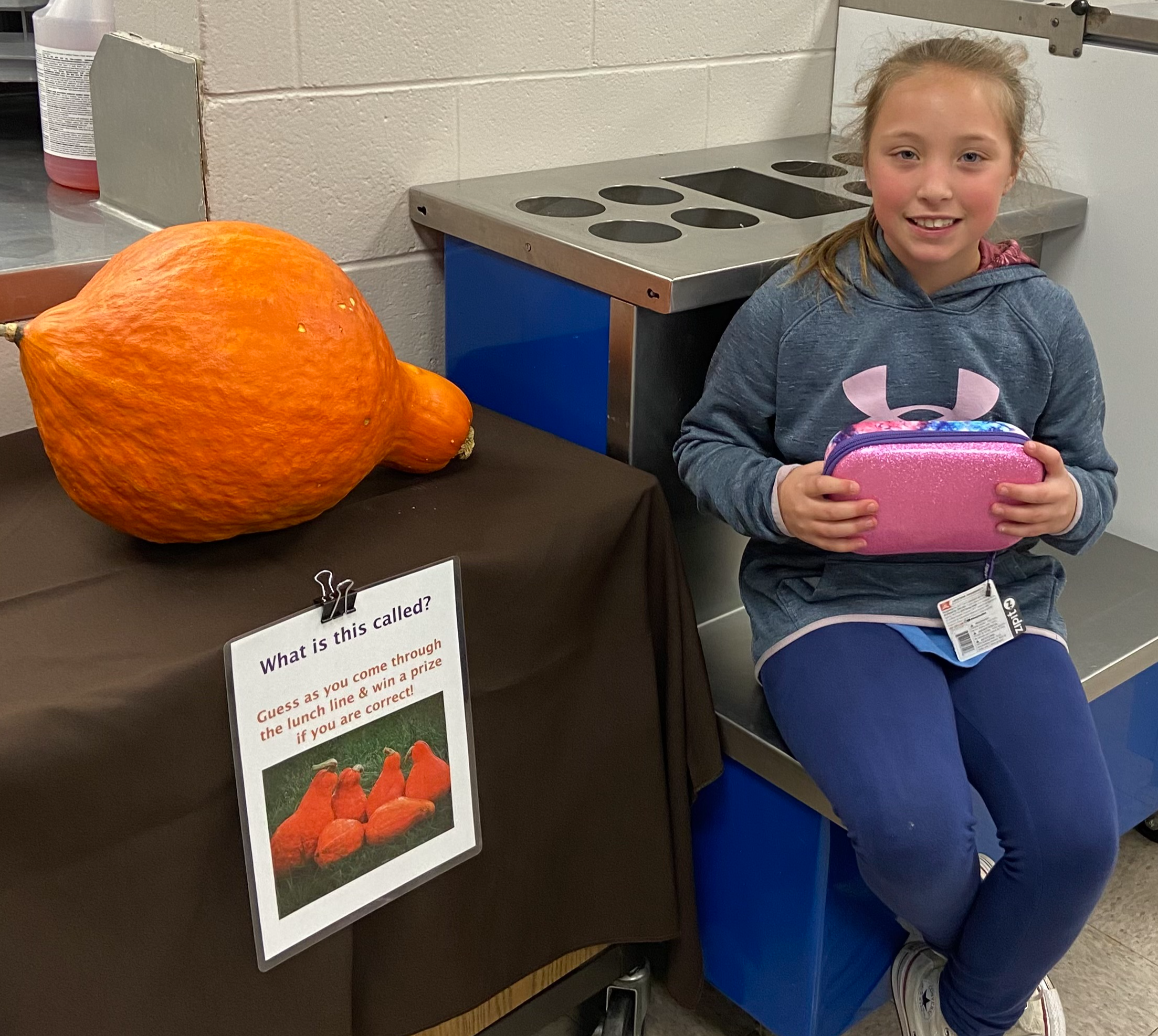 This LBES student guessed what this squash was called!  Boston Marrow!  Oct. '22