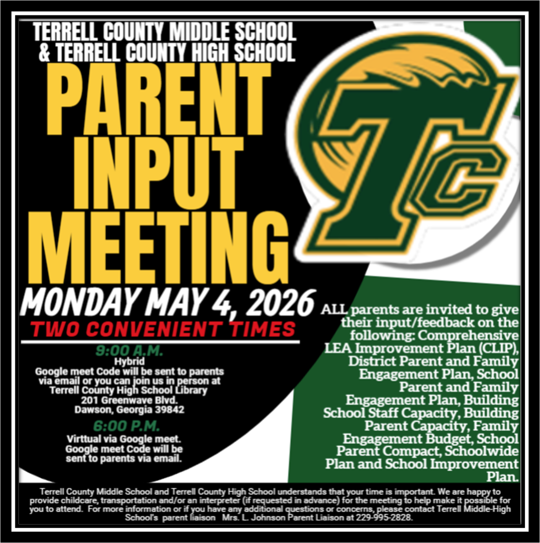 A flyer announcing p two parent input meetings.