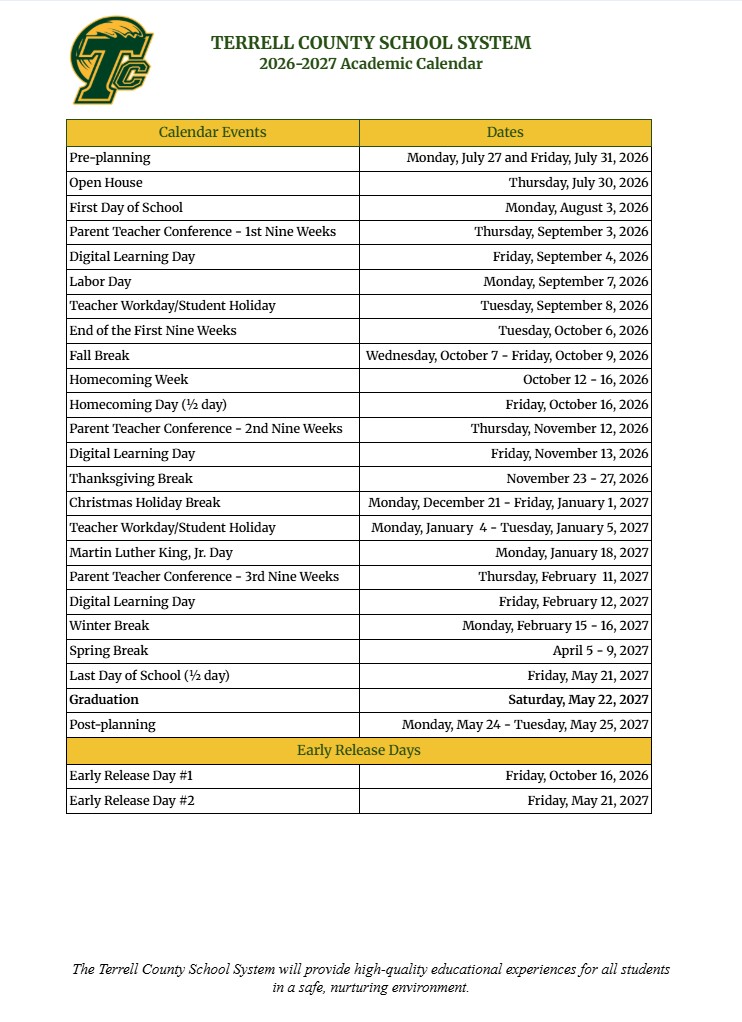 20026-2027 School calendar