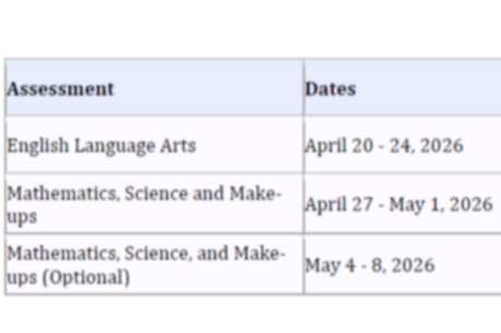 PSSA Schedule 25-26