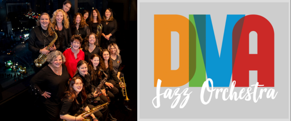 A talented group of women musicians performing together as the Diva Jazz Orchestra, showcasing their passion for jazz music.
