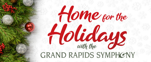 A festive gathering featuring the Grand Rapids Symphony, celebrating the holiday season in a warm, inviting home setting.