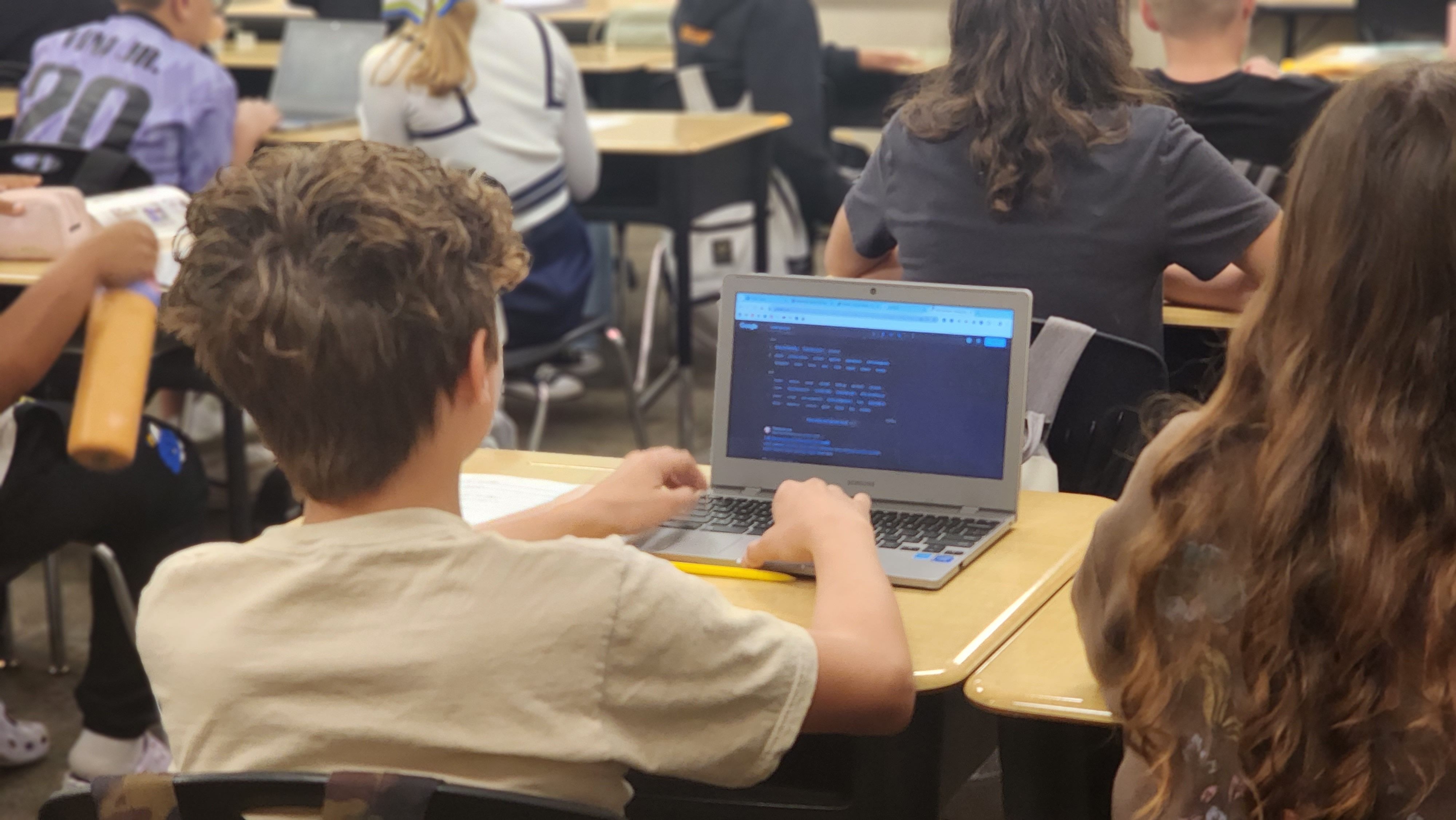 student on computer