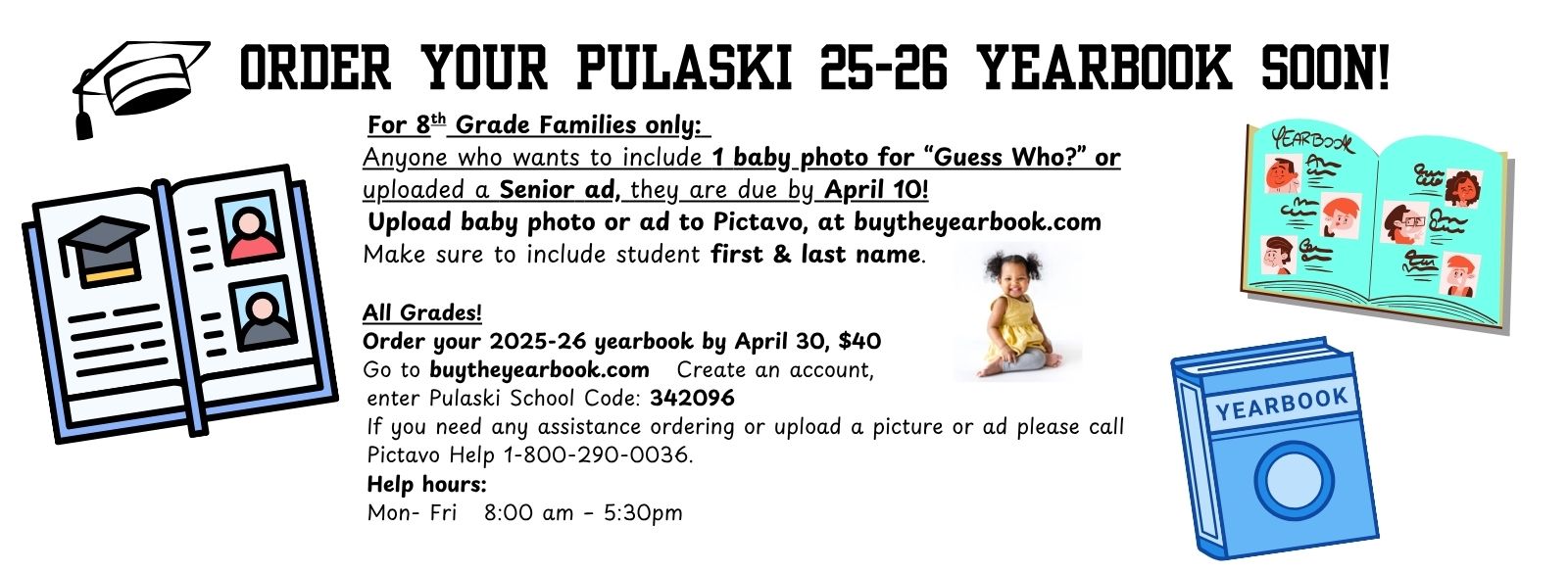 Buytheyearbook.com order your yearbook , buy ads, upload baby photo