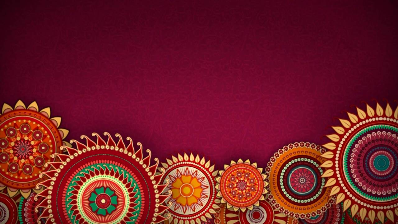 Colorful Diwali background featuring vibrant designs on a rich red backdrop, symbolizing celebration and festivity.