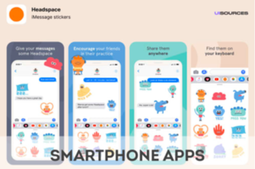 animated image of 4 mobile screens with avatars images smartphone apps