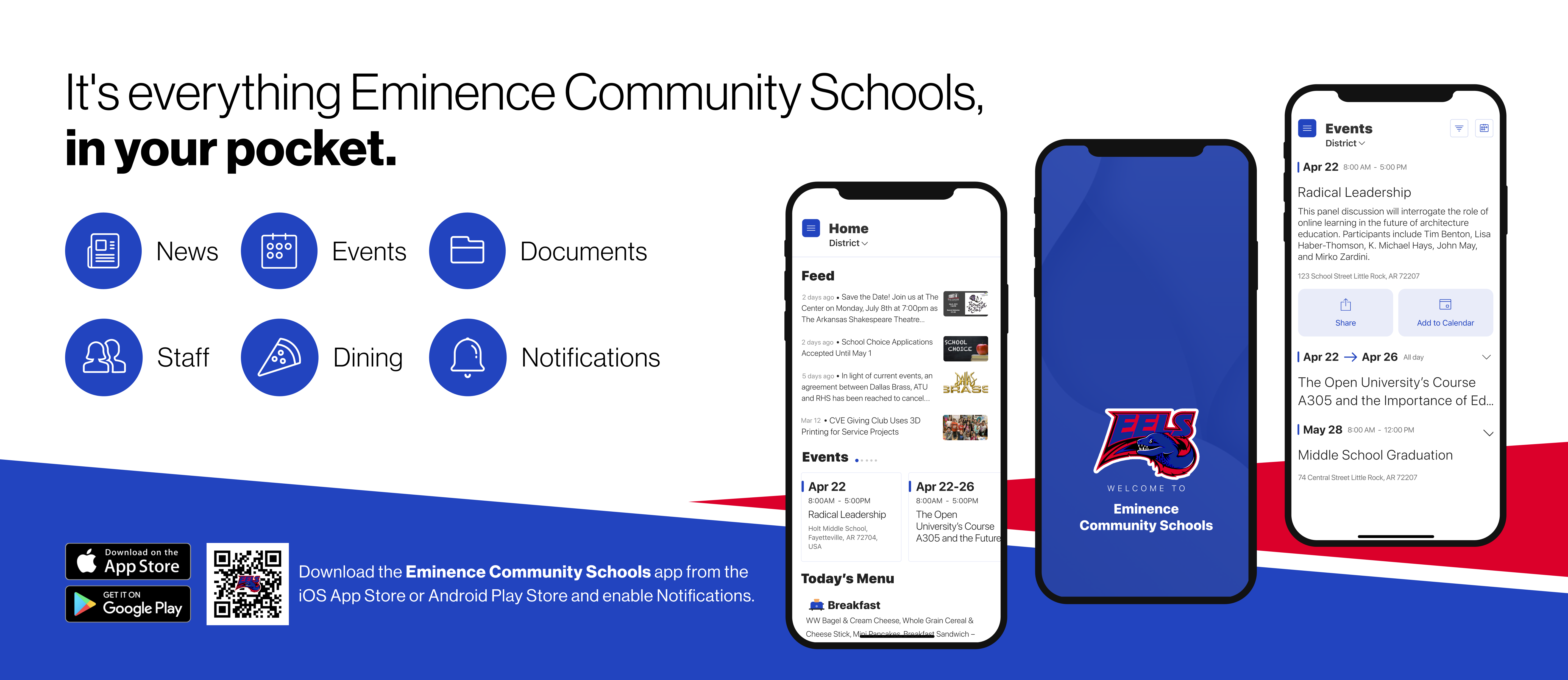 It's everything Eminence Community Schools, in your pocket. Download the Eminence Community Schools app from the iOS App Store or Android Play Store and enable notifications.