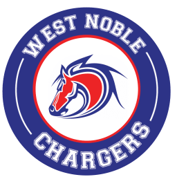 West Noble Chargers logo featuring a bold design with the team's name and a dynamic charger graphic.