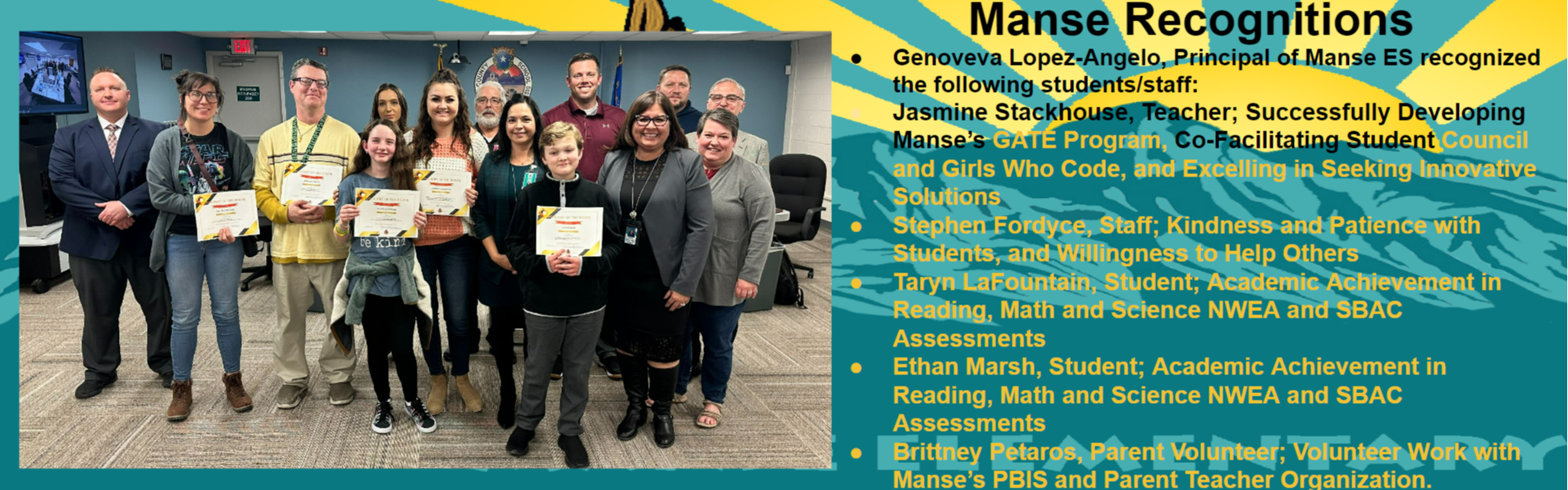 Manse recognizes students, staff, and parents at the board meeting