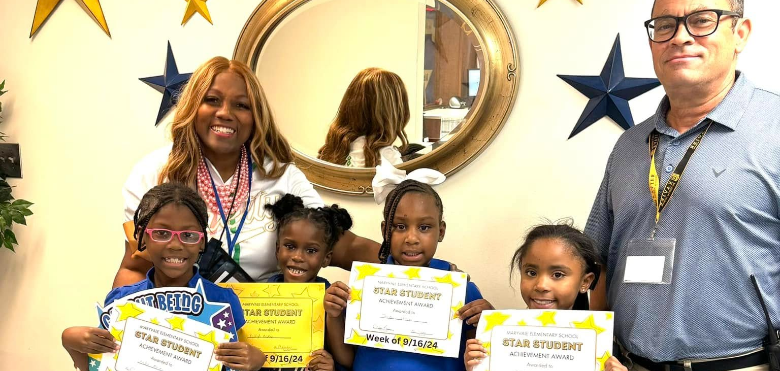 Character kids with certificates