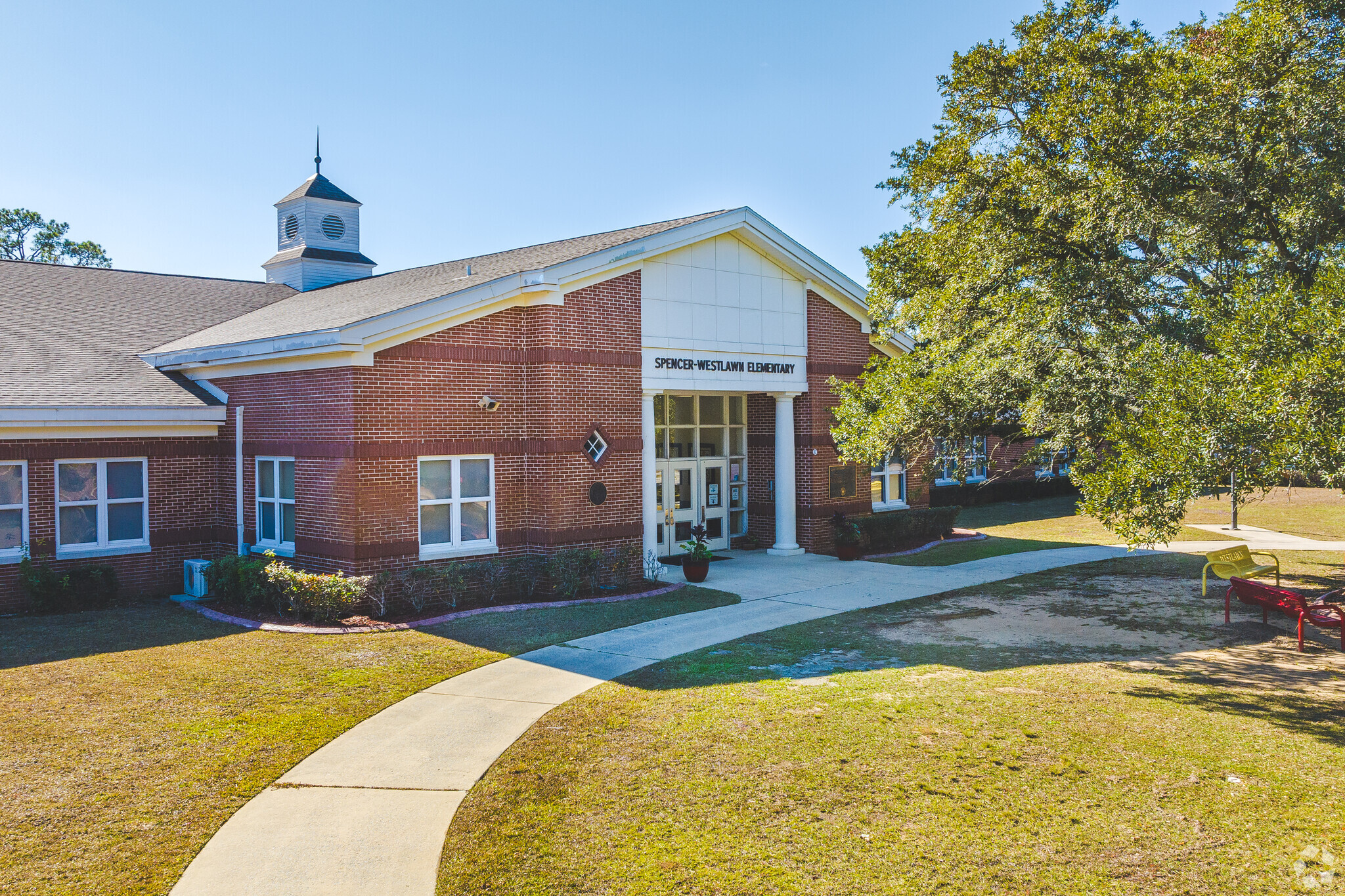 Spencer-Westlawn Elementary School front and aerial view