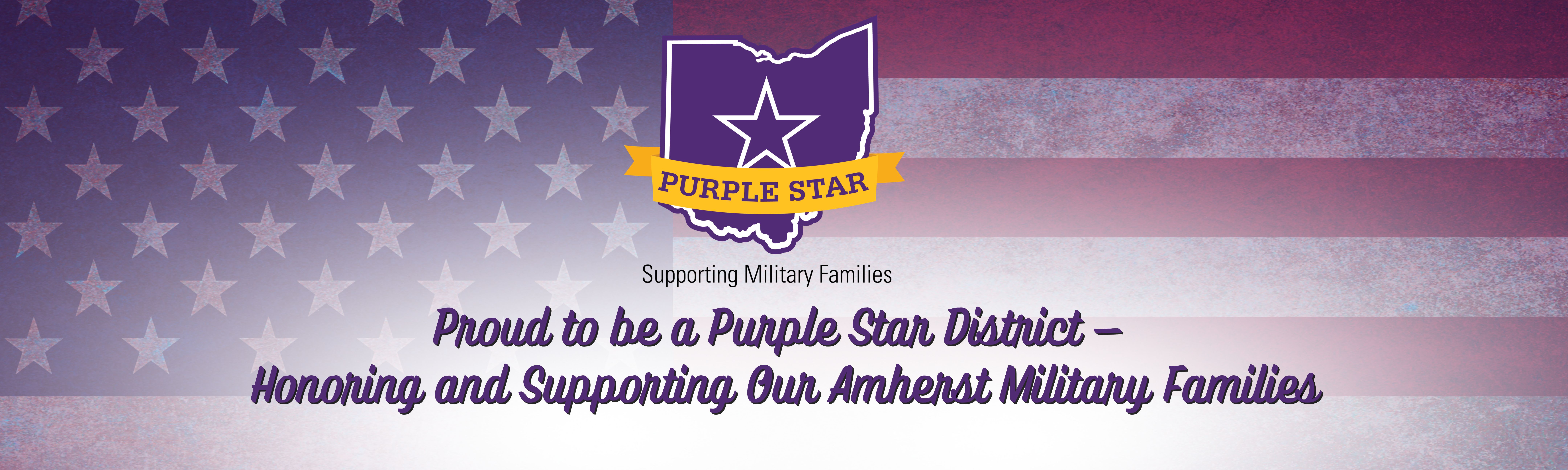 Purple Star Logo  Banner- State of Ohio with White Star Outline - we are proud to be a purple star district