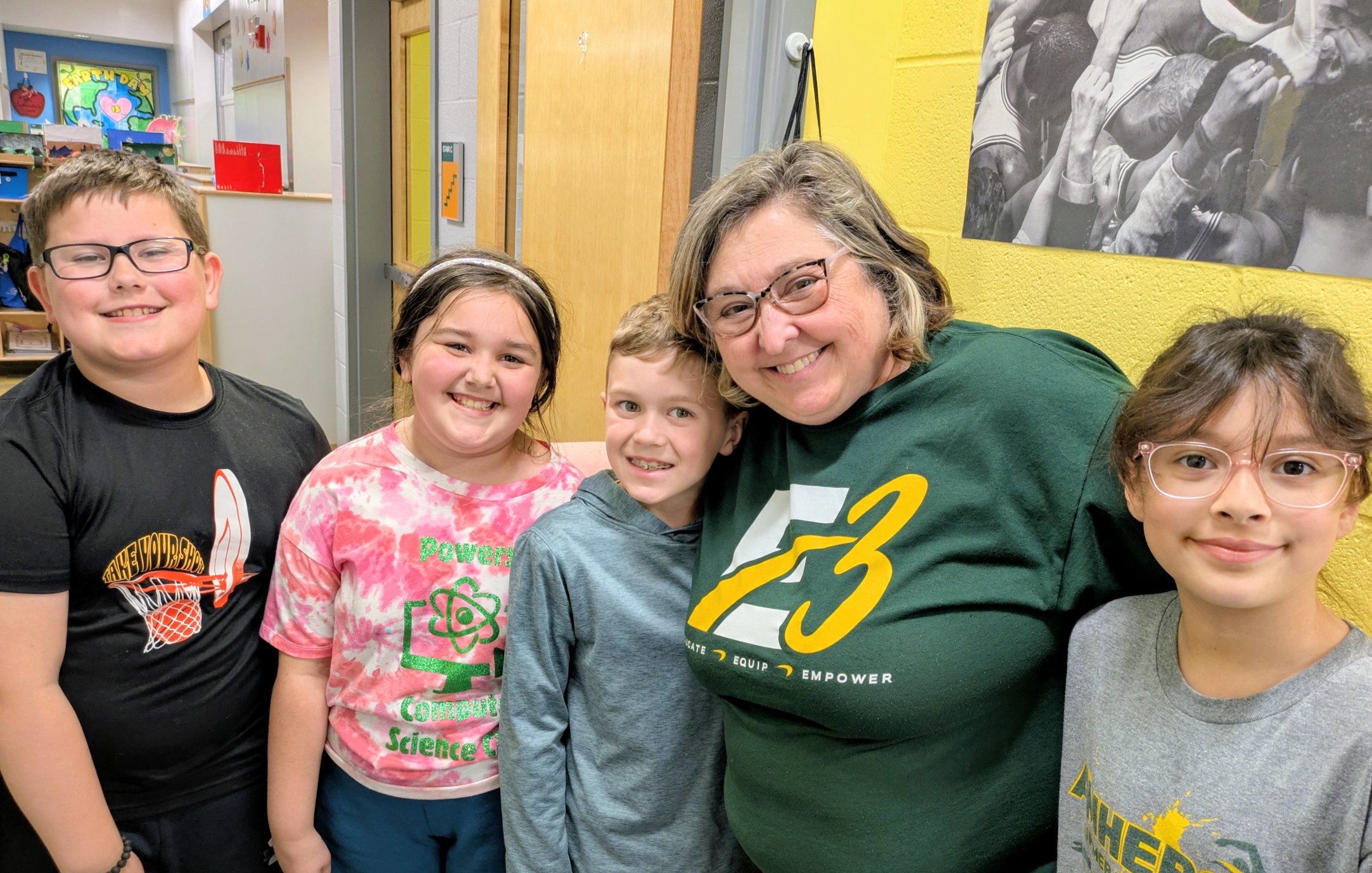 Mrs Keck smiling with students